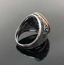 Load image into Gallery viewer, KAR Handmade .925 Sterling Silver Agate (Aqeeq) Stone Ottoman Men's Ring -US K65B (10.5)