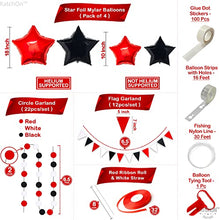 Load image into Gallery viewer, Huge, Happy New Year Decorations 2023 - Pack of 132 | Red 2023 Balloons, New Years Eve Party Supplies 2023 | New Years Balloon Garland | Red Fringe New Years Backdrop, Red and Black Party Decorations