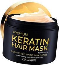 Load image into Gallery viewer, Premium Keratin Hair Mask - Professional Treatment for Hair Repair, Nourishment & Beauty - Hair Mask - Vitamin Complex for All Hair Types - with Omega 3, 9, Vitamin E - Protein Nourishment Mask
