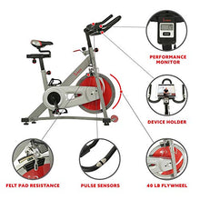 Load image into Gallery viewer, Sunny Health & Fitness Pro II Indoor Cycling Bike with Device Mount and Advanced Display – SF-B1995, Silver