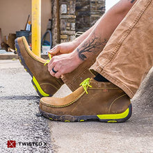 Load image into Gallery viewer, Twisted X Men's Steel Toe Chukka Driving Moc - Handcrafted Leather Safety Toe Shoes with Slip Resistant Outsole - Comfortable, Durable, and Stylish Lace-Up Boots, Distressed Saddle & Yellow, 8.5 M