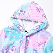 Load image into Gallery viewer, Matching Girls&Doll Robe Kids Bathrobes American Girl Plush Fleece Unicorn Pajamas,Size 6 7