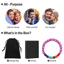 Load image into Gallery viewer, M MOOHAM Amethyst Chakras Beads Bracelet - 8mm Natural Stone Amethyst Stone Bead Chakra Bracelet, Men Women Stress Relief Yoga Beads Elastic Semi-Precious Stone Anxiety Bracelet