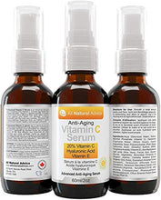 Load image into Gallery viewer, 20% Vitamin C Serum Double the size - 2oz Bottle - Made in Canada All Natural 20% Vitamin C + Hyaluronic Acid + Vitamin E Anti-Aging Certified Organic Excellent for Sensitive Skin