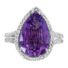 Load image into Gallery viewer, Effy 14K White Gold Amethyst and Diamond Ring, 6.04 TCW