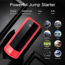 Load image into Gallery viewer, Audew Upgraded Car Jump Starters, Jump Box 2000A Peak 20000mAh Battery Charger Automotive(up to All Gas and 8.5L Diesel), 12V Battery Booster with 3 Modes LED Flashlight and Dual QC USB Ports