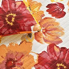 Load image into Gallery viewer, Lush Decor 16T005051 Leah Quilt Floral 3 Piece Reversible, King, Red & Orange