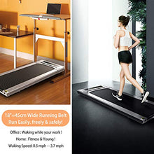 Load image into Gallery viewer, RHYTHM FUN Treadmill Under Desk Treadmill Potable Walking Pad Folding Treadmill with Wide Tread Belt Slim Mini Quiet Motorized Running Treadmill with Smart Remote and Workout App for Home and Office