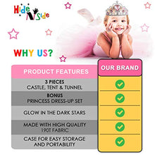 Load image into Gallery viewer, Gift for Girls, Princess Tent with Tunnel, Kids Castle Playhouse & Princess Dress up Pop Up Play Tent Set, Toddlers Toy Birthday Gift Present for Age 3 4 5 6 7 Years, Glow in The Dark Stars, Indoor