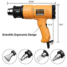 Load image into Gallery viewer, SEEKONE Heat Gun 1800W 122℉~1202℉(50℃- 650℃) Fast Heating Heavy Duty Hot Air Gun Kit Variable Temperature Control Overload Protection with 4 Nozzles for Crafts, Shrinking PVC, Stripping Paint(5.2FT)