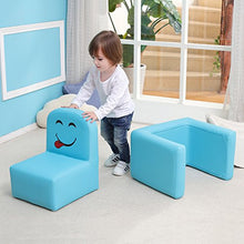 Load image into Gallery viewer, Emall Life Multifunctional 2in1 Children's Armchair Kids Wooden Frame Chair and Table Set CPSC Certified Boy’s and Girl’s Armrest Chair Easy to Clean (Blue)