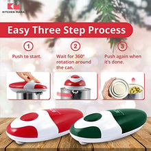 Load image into Gallery viewer, Kitchen Mama Electric Can Opener V2 Christmas Color Edition: Upgraded Blade Opens Any Can Shape - No Sharp Edge, Food-Safe, Handy with Lid Lift, Battery Operated & Handheld (Bundle Red & Army Green)