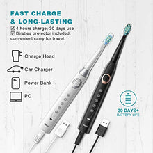 Load image into Gallery viewer, 2 Sonic Electric Toothbrushes 5 Modes 8 Brush Heads USB Fast Charge Powered Toothbrush Last for 30 Days, Built-in Smart Timer Rechargeable Toothbrushes for Adults and Kids (1 Black and 1 White)