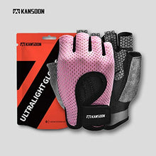 Load image into Gallery viewer, KANSOON Workout Gloves, Knuckle Weight Lifting Shorty Fingerless Gloves with Curved Open Back, for Powerlifting, Gym, Crossfit, Women and Men (Pink, Small)