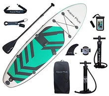 Load image into Gallery viewer, Aqua Plus 11ftx33inx6in Inflatable SUP for All Skill Levels Stand Up Paddle Board, Adjustable Paddle,Double Action Pump,ISUP Travel Backpack, Leash,Shoulder Strap,Youth & Adult Inflatable Paddle Board