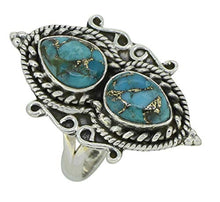 Load image into Gallery viewer, YoTreasure Blue Copper Turquoise Sterling Silver Designer Ring