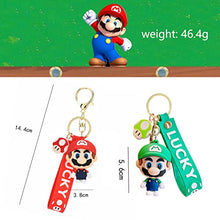 Load image into Gallery viewer, 2 pcs Super Mario Rubber Keychains,wopin-Rubber Quality Keychains Key Chain Creative Cartoon Keychain, Cute Mario Figure, Boy Fashion Pendant Gift