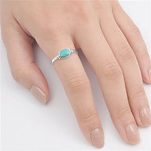 Load image into Gallery viewer, Women's Simple Simulated Turquoise Unique Ring New .925 Sterling Silver Band Size 5