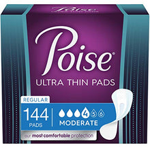 Load image into Gallery viewer, Poise Ultra Thin Incontinence Pads for Women, Moderate Absorbency, Regular Length, 144 Count (3 Packs of 48) (Packaging May Vary)