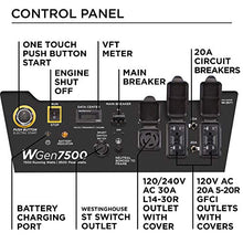 Load image into Gallery viewer, Westinghouse WGen7500 Portable Generator with Remote Electric Start - 7500 Rated Watts & 9500 Peak Watts - Gas Powered - CARB Compliant - Transfer Switch Ready