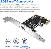 Load image into Gallery viewer, 2.5GBase-T PCIe Network Adapter with 1 Port, 2500/1000/100Mbps PCI Express Gigabit Ethernet Card RJ45 LAN Controller Support Windows Server/Windows/Linux, Standard and Low-Profile Brackets Included