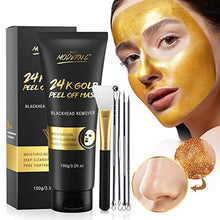 Load image into Gallery viewer, Blackhead Remover Mask, 24K Gold Peel Off Mask, Gold Facial Mask Anti-Aging, Deep Cleansing, Reduces Fine Lines& Wrinkles Great for All Skin, With Blackhead Remover Extractor Tools Kit & Mask Brush