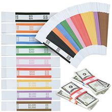 Load image into Gallery viewer, 300 Pack Money Bands for Cash, Self-Adhesive Currency Straps for Bill Wrappers, 9 Standard Colors (7.75 x 1.25 In)