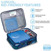 Load image into Gallery viewer, Lone Cone Kids' Insulated Lunch Box - Fun Patterns for Boys and Girls, Shark Attack, X-Large