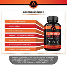 Load image into Gallery viewer, Turmeric Curcumin Capsules Bioperine 1650mg Supplements with Apple Cider Vinegar Black Pepper Ginger Extract, Tumeric Organic Powder Pills, Premium Joint & Healthy Inflammatory Support (2-Pack)