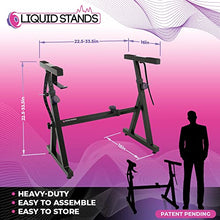 Load image into Gallery viewer, Liquid Stands Piano Keyboard Stand - Z Style Adjustable and Portable Heavy Duty Music Stand for Kids and Adults -Fits 54-88 Key Electric Pianos - Sturdy Musical Keyboard Stand (Black)