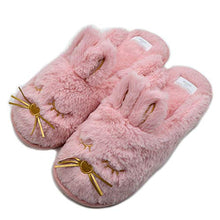 Load image into Gallery viewer, Cute Bunny Fuzzy Slippers |Warm Animal Memory Foam Rabbit Plush |Women Indoor Outdoor Bedroom Slippers (US 5-6, Pink)