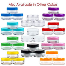Load image into Gallery viewer, 50 New empty 5 Gram (0.17 oz) Acrylic Round Jars - BPA Free Plastic Containers for Cosmetic, Lotion, Cream, Makeup, Bead, Eye shadow, Rhinestone, Samples, Pot, 5g/5ml (Black Lid 50 Jars)