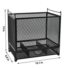 Load image into Gallery viewer, EASEPRES Desk Hanging File Box Organizer with Drawer, Black Mesh Metal Folder Holder Storage Bin, Letter Size