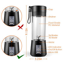 Load image into Gallery viewer, Dr.me Portable Blender, Personal Mixer Fruit Rechargeable with USB, Mini Blender for Smoothie, Fruit Juice, 380ml, Six 3D Blades for Great Mixing