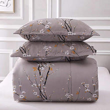 Load image into Gallery viewer, NANKO Queen Comforter Set 3pc 88 x 90 inch, Gray Pastel Floral Print Soft Microfiber Bedding - All Season Quilted Comforter with 2 Pillowshams - Farmhouse Bed Set for Women Men