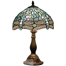 Load image into Gallery viewer, Tiffany Lamp 18 Inch Tall Sea Blue Stained Glass Dragonfly Crystal Style Shade Accent Antique End Bedside Art Table Desk Light Decorative Living Room Bedroom College Dorm S147 WERFACTORY