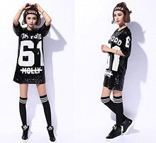 Load image into Gallery viewer, Antique Style Womens Fashion Sparkle Glitter Sequins Paillette Hip Hop Shirt Tank Top Loose Dancing Tees Black