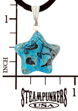Load image into Gallery viewer, Steampunkers USA Celestial Collection - 20mm Classic Star Blue Crazy Lace Agate Black - 20-22 Inch Adjustable Black Cord – Crystal Gemstone Collectibles Carved Necklace Handmade Charm