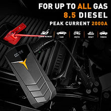 Load image into Gallery viewer, Car Jump Starter, SUNPOW 2000A Peak 20000mAh Lithium Jump Starter Pack(Up to All Gas and 8.5L Diesel),12V Battery Booster for Cars, Trucks, SUV, Portable Power Pack with LCD Screen & LED Light