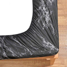 Load image into Gallery viewer, NANKO Queen Fitted Sheet 80x60 Deep Pocket Mattress Only Black Marble Printed Best Luxury Cool Soft Lightweight Microfiber Bedding Set 2 Pillowcases 11 12 14 15 16 inch