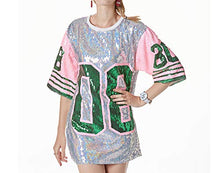 Load image into Gallery viewer, Cool Stage Sequin Top Graphic Number 08 Club Performance Clothing T-Shirt Costume Silver