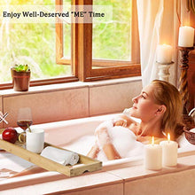 Load image into Gallery viewer, uxcell Bamboo Bathtub Tray, Bathroom Caddy Organizer, Non Slip Bath Serving Table Tray, with Phone/Book/Glass/Holders for Bath