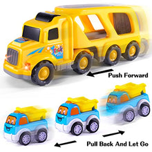 Load image into Gallery viewer, Bennol Construction Toy Trucks for 1 2 3 4 Year Old Boys, 5-in-1 Push and Go Toy Vehicle Carrier Truck with Light and Sound, Toddler Boys Toys Car for Boys Kids Aged 2+