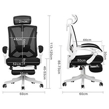 Load image into Gallery viewer, Hbada Reclining Office Desk Chair | Adjustable High Back Ergonomic Computer Mesh Recliner | White Home Office Chairs with Footrest and Lumbar Support