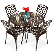 Load image into Gallery viewer, Best Choice Products 5-Piece All-Weather Outdoor Cast Aluminum Dining Set for Patio, Balcony, Lawn, Garden, Backyard w/ 4 Chairs, Umbrella Hole, Lattice Weave Design - Brown