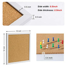 Load image into Gallery viewer, Board2by Cork Bulletin Boards 12 X 12, White Framed Cork Tiles, Wall Mounted Corkboards for Walls, Small Pin Board 1/2 Inch Thick, Mini Wall Bulleting Board with 16 Push Pin Wood Clips, 4 Pack