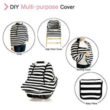 Load image into Gallery viewer, Stretchy Baby Car Seat Covers for Boys Girls, Infant Car Canopy for Spring Autumn Winter,Snug Warm Breathable, Zipped Window,Universal Fit,Black White Stripe-Patented Design