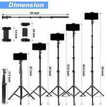 Load image into Gallery viewer, UBeesize 54-inch Selfie Stick Tripod, Detachable and Extendable Phone Tripod for Cell Phone, Compatible with iPhone and Android Phone, Includes Wireless Remote, Cell Phone Holder and Gopro Adapter