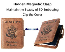 Load image into Gallery viewer, Passport and Vaccine Card Holder Combo Passport Holder Cover Wallet Case Leather Travel Wallet Rfid Blocking for Men Women (2#Brown)