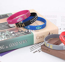 Load image into Gallery viewer, Florideco 10Pcs Silicone Inspirational Bracelets Set for Mens Women Religious Faith Rubber Wristbands Bracelet Bible Verse Message